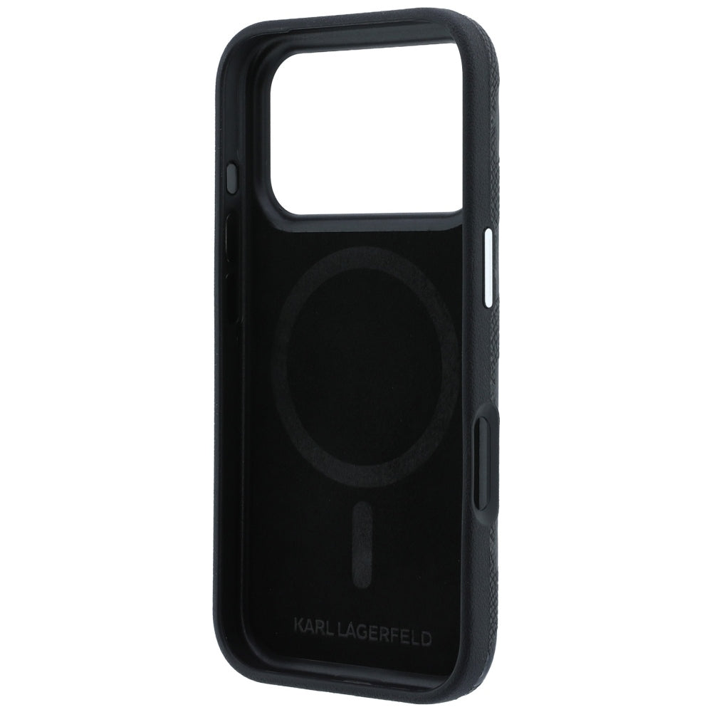 Etui MagSafe do Apple iPhone 18 Pro / 17 Pro, Karl Lagerfeld, Grained Mono Resin Logo, czarne