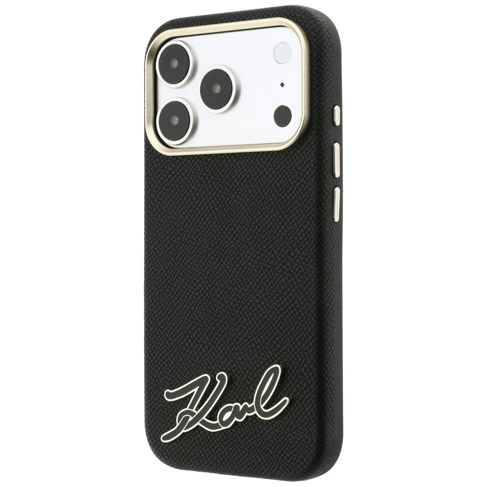 Etui MagSafe do Apple iPhone 18 Pro / 17 Pro, Karl Lagerfeld, Logo z żywicy ziarnistej, czarne