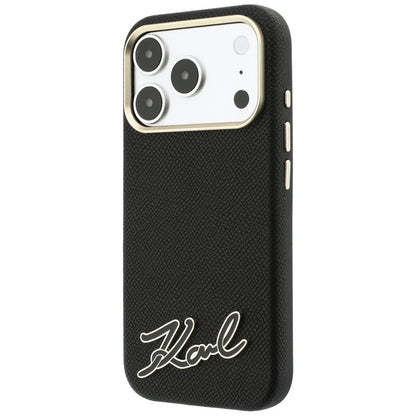 Etui MagSafe do Apple iPhone 18 Pro / 17 Pro, Karl Lagerfeld, Logo z żywicy ziarnistej, czarne