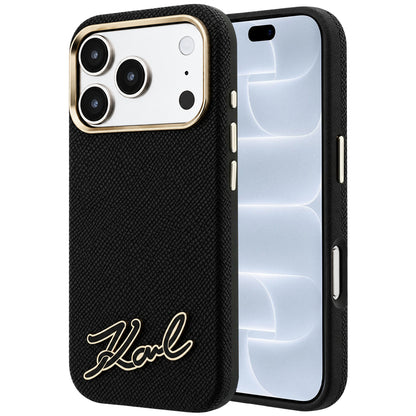Etui MagSafe do Apple iPhone 18 Pro / 17 Pro, Karl Lagerfeld, Logo z żywicy ziarnistej, czarne