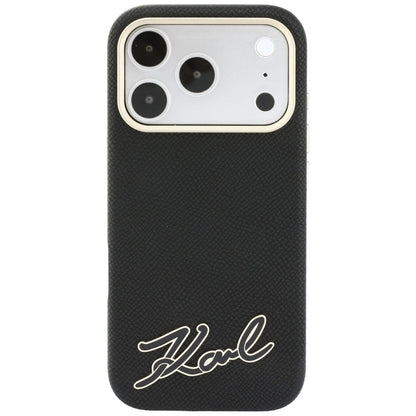 Etui MagSafe do Apple iPhone 18 Pro / 17 Pro, Karl Lagerfeld, Logo z żywicy ziarnistej, czarne
