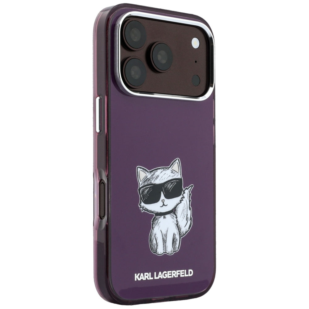 MagSafe Case for Apple iPhone 18 Pro / 17 Pro, Karl Lagerfeld, HC IML Choupette Body Sketch Print, Burgundy
