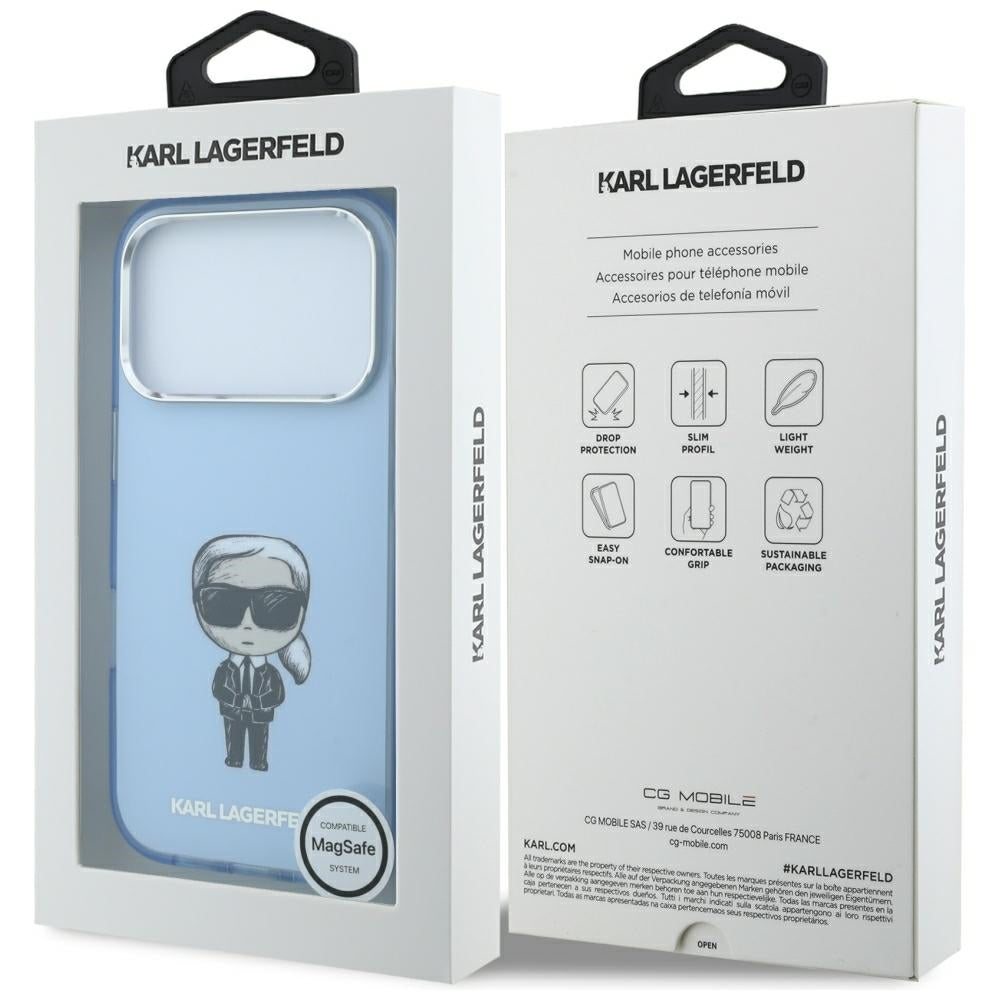 Etui MagSafe do Apple iPhone 18 Pro / 17 Pro, Karl Lagerfeld, HC IML Ikonik Sketch Print, Niebieskie