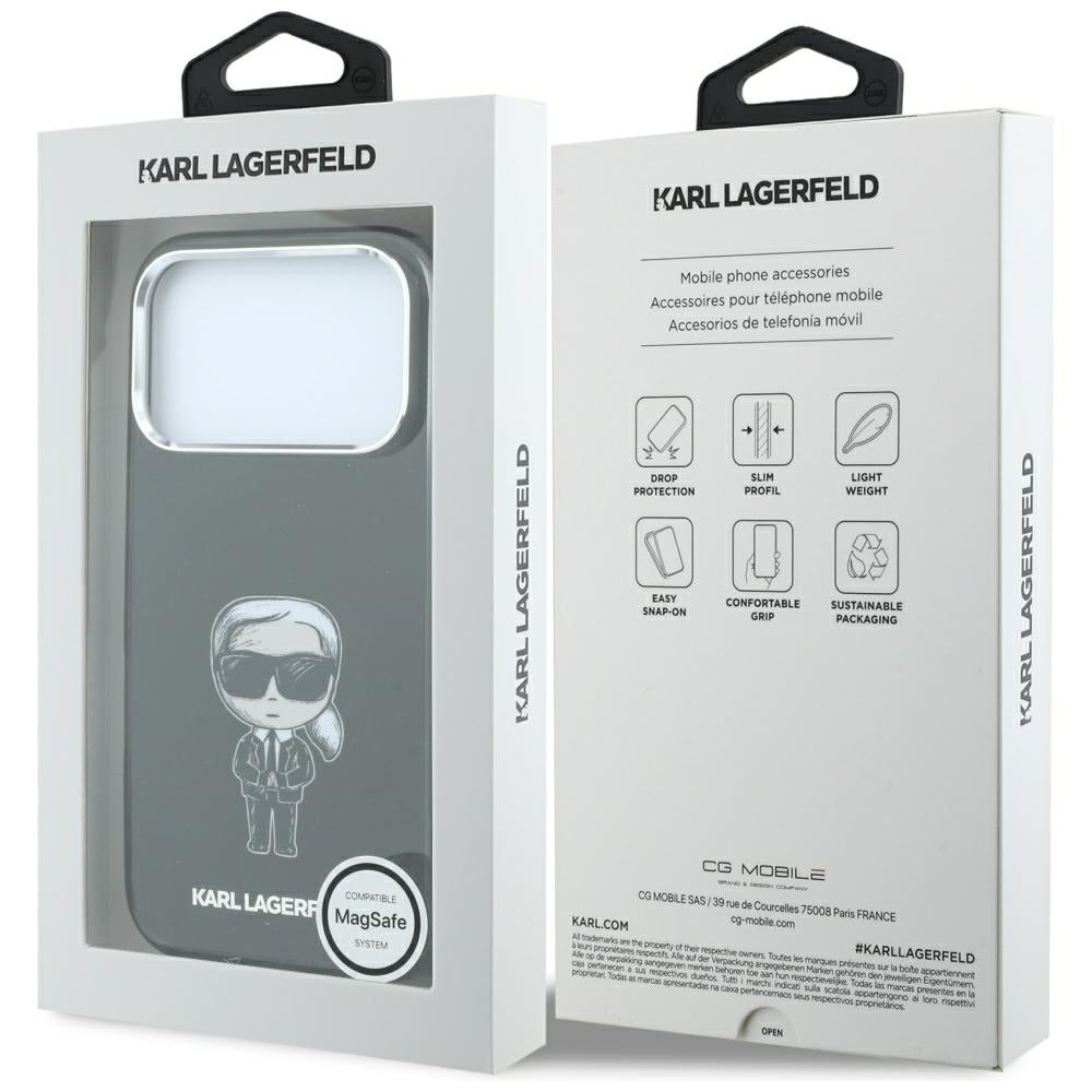 Etui MagSafe do Apple iPhone 18 Pro / 17 Pro, Karl Lagerfeld, HC IML Ikonik Sketch Print, Czarny