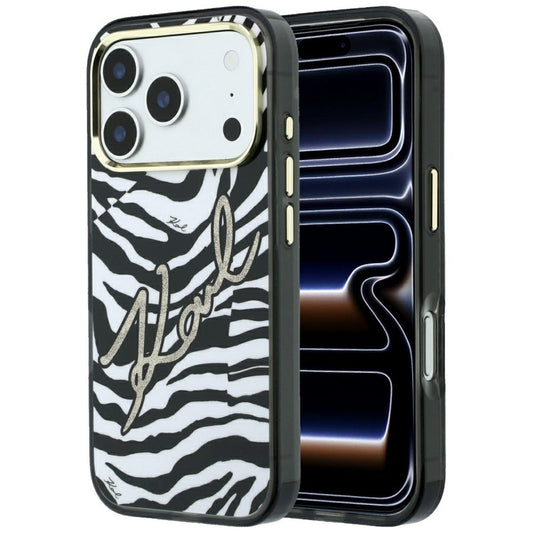 Etui MagSafe do Apple iPhone 18 Pro / 17 Pro, Karl Lagerfeld, HC IML Signature Zebra Glitter Gold, Czarna