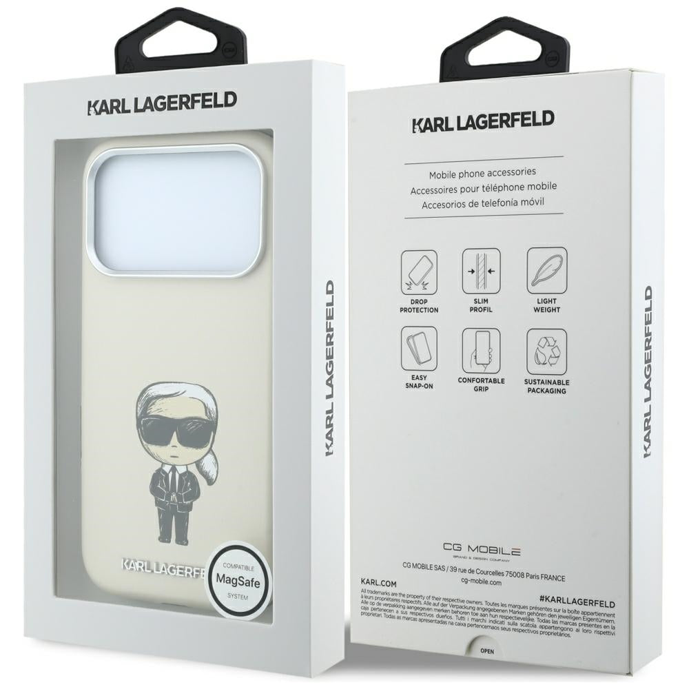 MagSafe Case for Apple iPhone 18 Pro / 17 Pro, Karl Lagerfeld, Ikonik Sketch, Beige