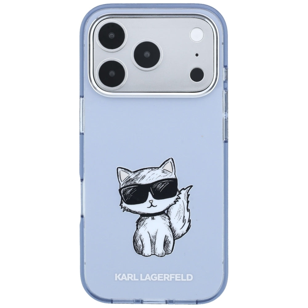 Etui MagSafe do Apple iPhone 18 Pro / 17 Pro, Karl Lagerfeld, IML Choupette Body Sketch Print, Niebieskie