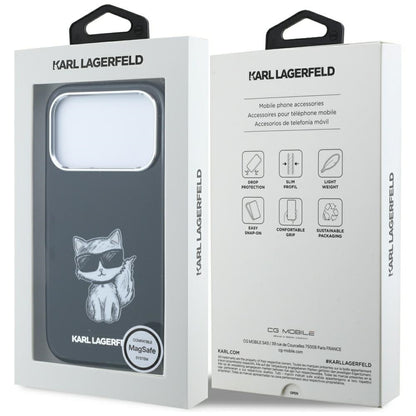 Etui MagSafe do Apple iPhone 18 Pro / 17 Pro, Karl Lagerfeld, IML Choupette Body Sketch Print, czarne