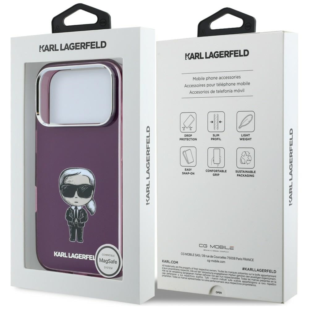 Etui MagSafe do Apple iPhone 18 Pro / 17 Pro, Karl Lagerfeld, HC IML Ikonik Sketch Print, bordowe