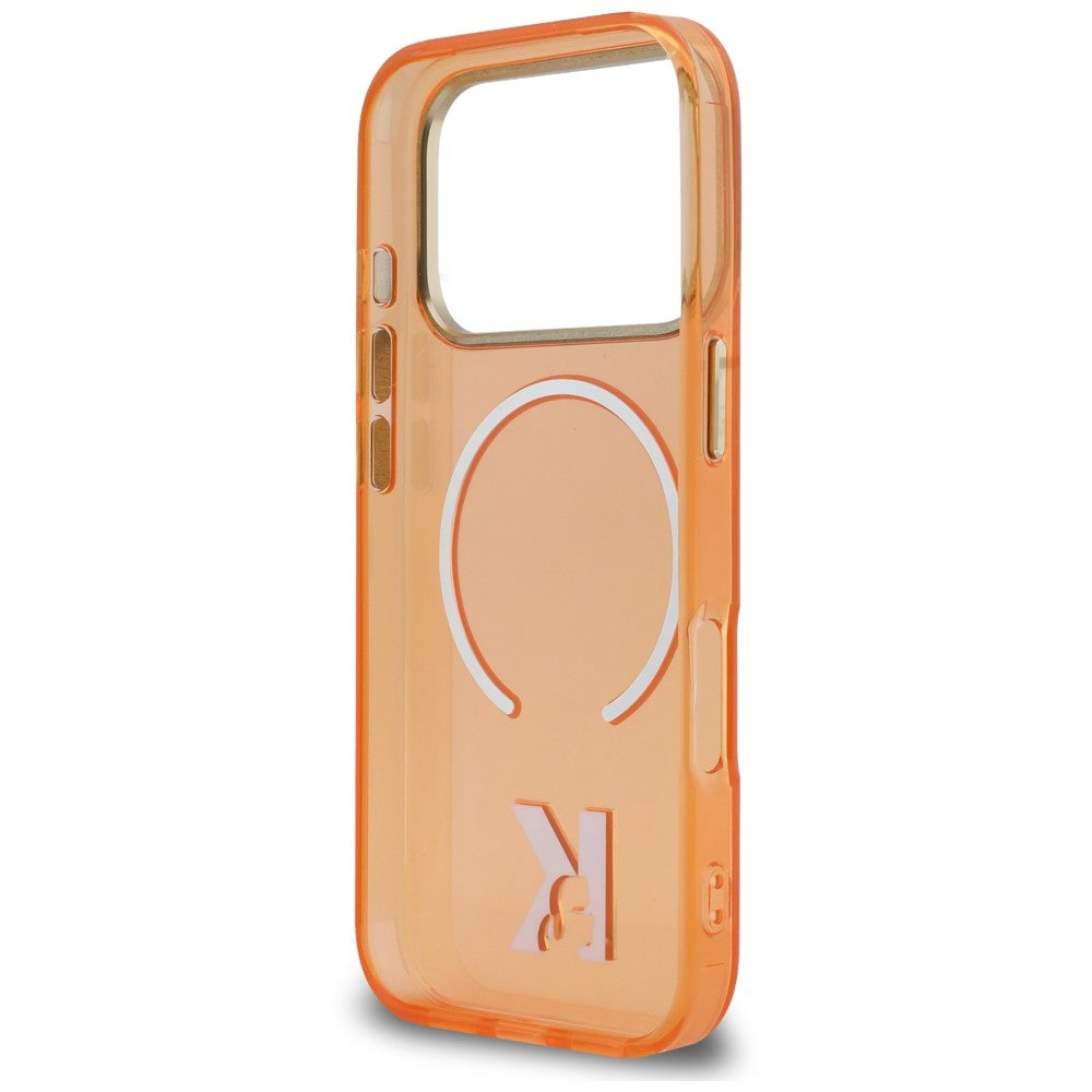 Etui MagSafe do Apple iPhone 18 Pro / 17 Pro, Karl Lagerfeld, IML Karl Head Logo, pomarańczowe