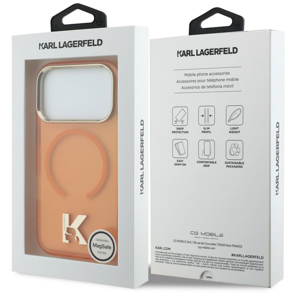 Etui MagSafe do Apple iPhone 18 Pro / 17 Pro, Karl Lagerfeld, IML Karl Head Logo, pomarańczowe