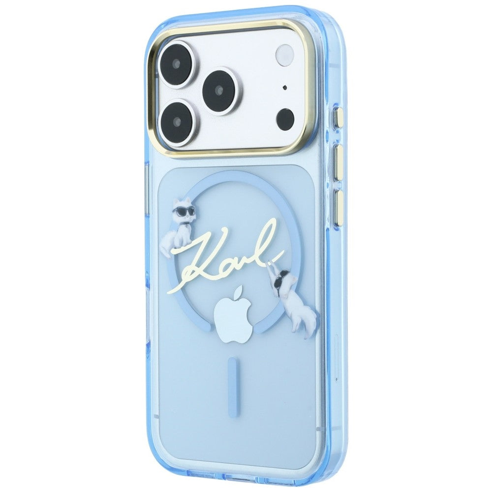 Etui MagSafe do Apple iPhone 18 Pro / 17 Pro, Karl Lagerfeld, IML Karl Script Logo, Bleu