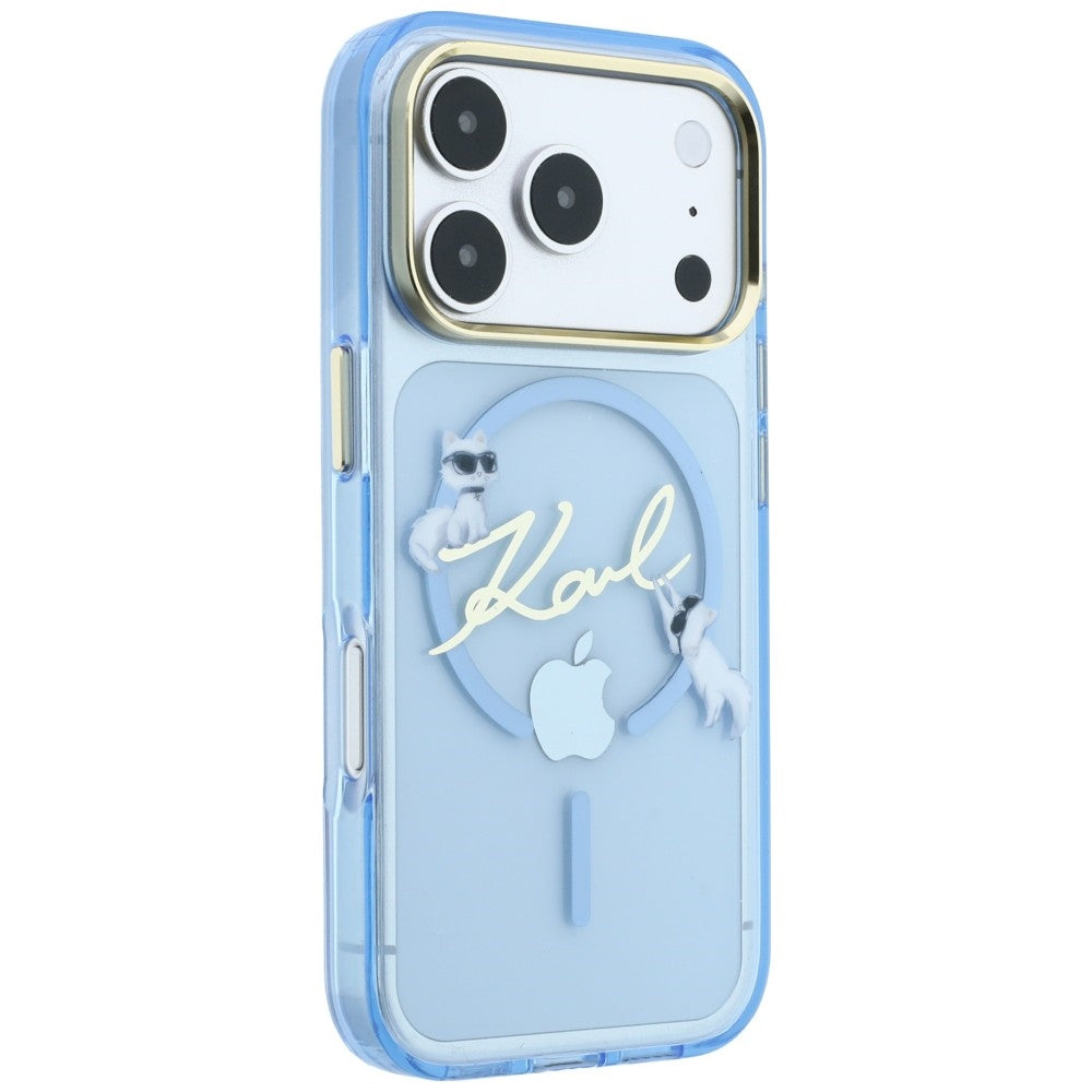 Etui MagSafe do Apple iPhone 18 Pro / 17 Pro, Karl Lagerfeld, IML Karl Script Logo, Bleu