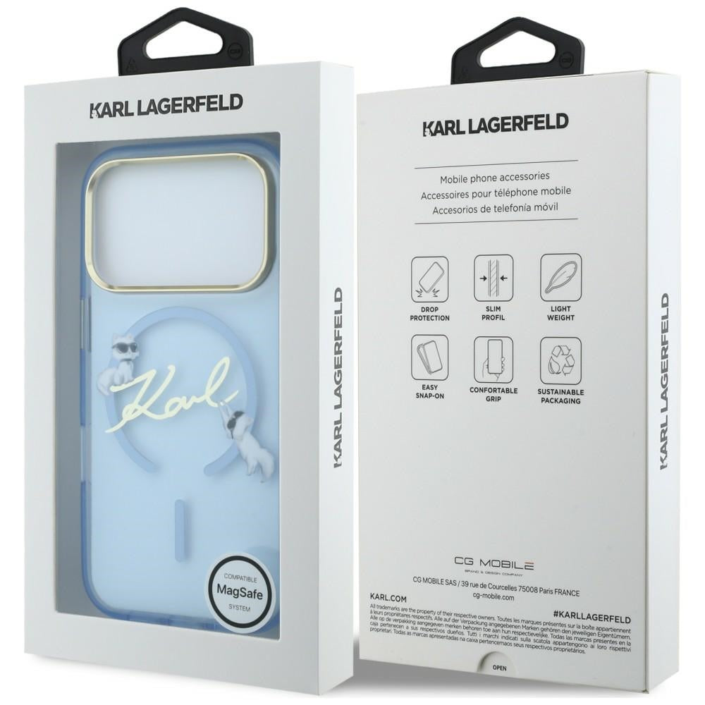 Etui MagSafe do Apple iPhone 18 Pro / 17 Pro, Karl Lagerfeld, IML Karl Script Logo, Bleu