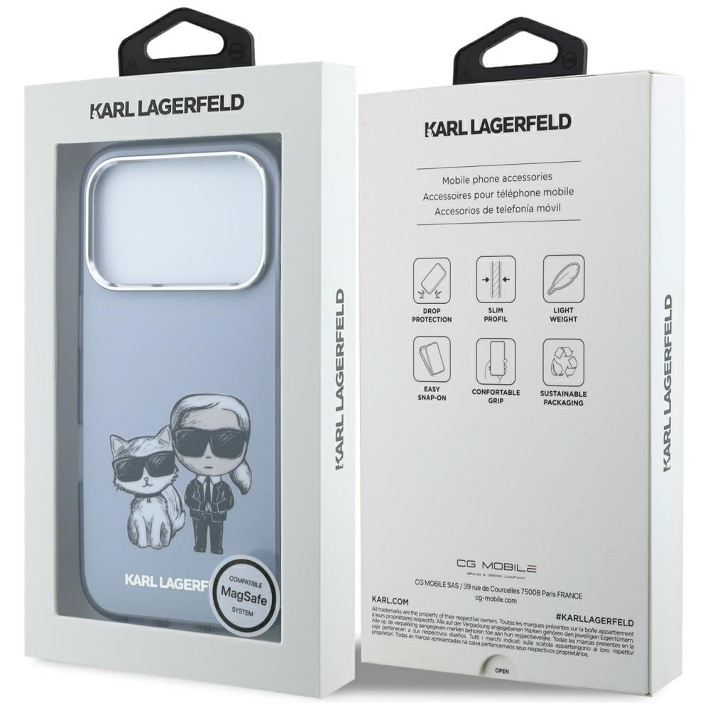 Etui MagSafe do Apple iPhone 18 Pro / 17 Pro, Karl Lagerfeld, IML KC Bodies Sketch Print, Niebieskie