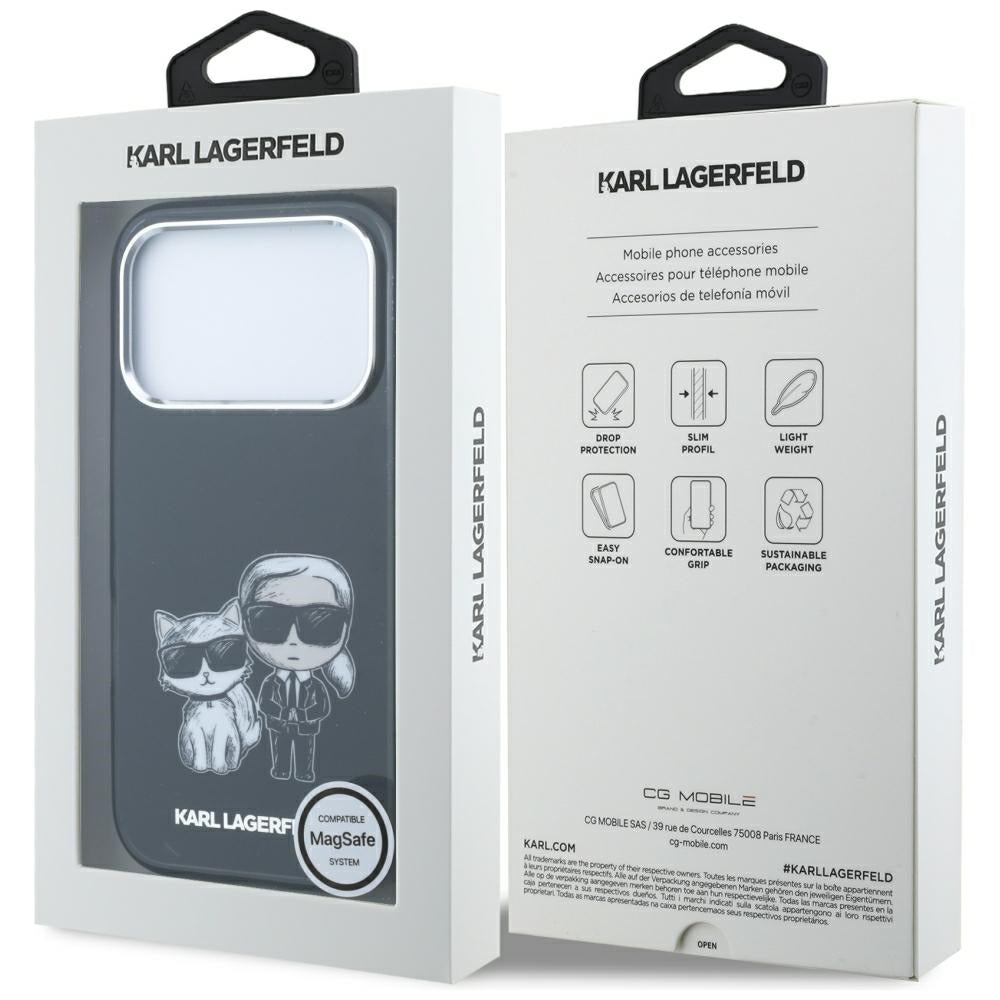 Etui MagSafe do Apple iPhone 18 Pro / 17 Pro, Karl Lagerfeld, IML KC Bodies Sketch Print, Czarna