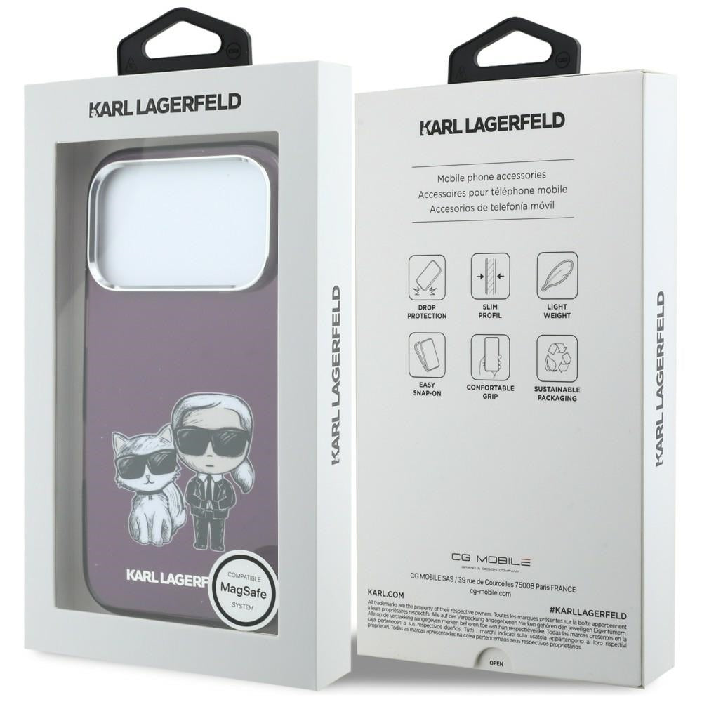 MagSafe Case for Apple iPhone 18 Pro / 17 Pro, Karl Lagerfeld, IML KC Bodies Sketch Print, Burgundy
