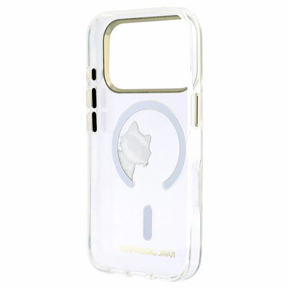 Etui MagSafe do Apple iPhone 18 Pro / 17 Pro, Karl Lagerfeld, IML Peekaboo Print i metalowa ramka, przezroczyste