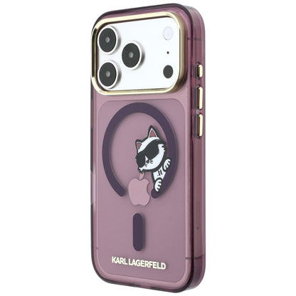 MagSafe Case for Apple iPhone 18 Pro / 17 Pro, Karl Lagerfeld, IML Peekaboo Print and Metal Frame, Burgundy
