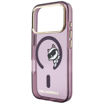 MagSafe Case for Apple iPhone 18 Pro / 17 Pro, Karl Lagerfeld, IML Peekaboo Print and Metal Frame, Burgundy