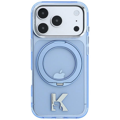 MagSafe Case for Apple iPhone 18 Pro / 17 Pro, Karl Lagerfeld, IML Ring Stand Kameo Metal, Blue