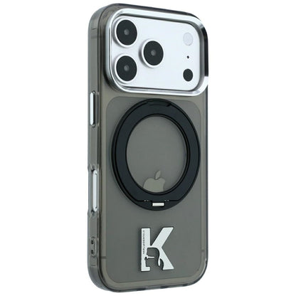 MagSafe Case for Apple iPhone 18 Pro / 17 Pro, Karl Lagerfeld, IML Ring Stand Kameo Metal, Black