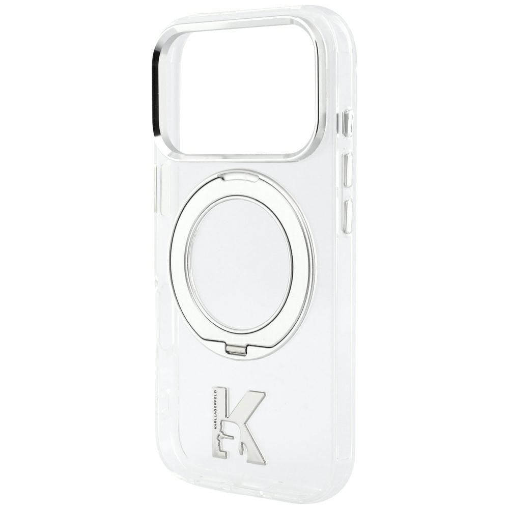 MagSafe Case for Apple iPhone 18 Pro / 17 Pro, Karl Lagerfeld, IML Ring Stand Kameo Metal, Transparent