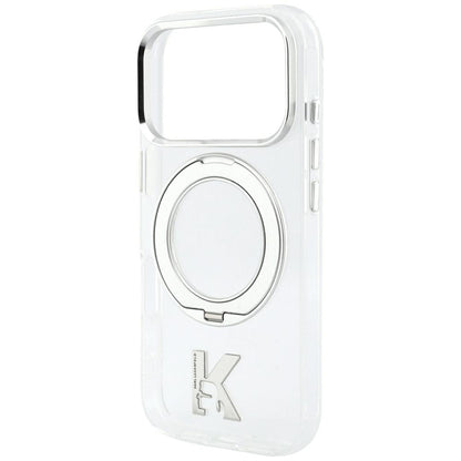MagSafe Case for Apple iPhone 18 Pro / 17 Pro, Karl Lagerfeld, IML Ring Stand Kameo Metal, Transparent