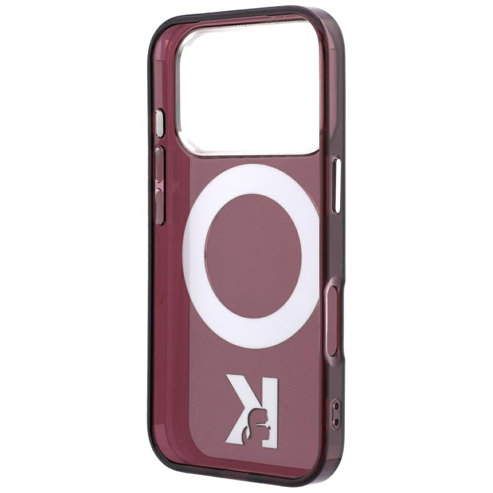 Etui MagSafe do Apple iPhone 18 Pro / 17 Pro, Karl Lagerfeld, IML Ring Stand Kameo Metal, Wiśniowy