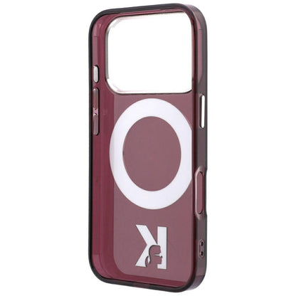 Etui MagSafe do Apple iPhone 18 Pro / 17 Pro, Karl Lagerfeld, IML Ring Stand Kameo Metal, Wiśniowy