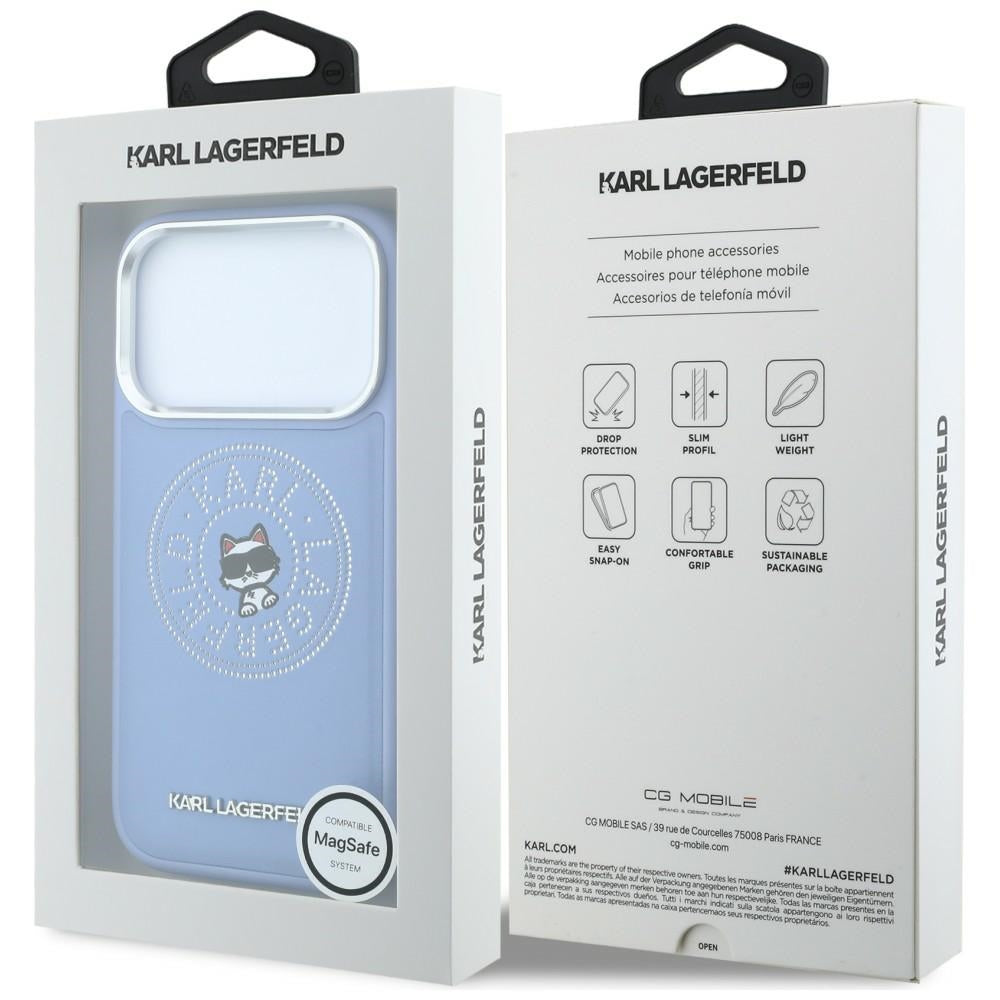 Etui MagSafe do Apple iPhone 18 Pro / 17 Pro, Karl Lagerfeld, Point and Choupette Sketch, Bleu