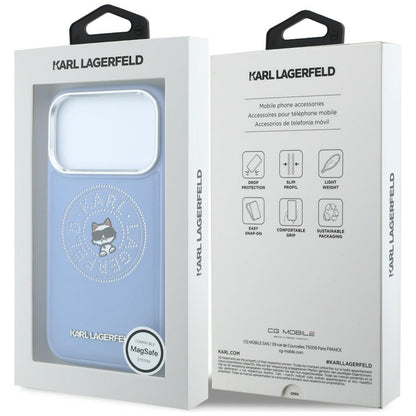 Etui MagSafe do Apple iPhone 18 Pro / 17 Pro, Karl Lagerfeld, Point and Choupette Sketch, Bleu
