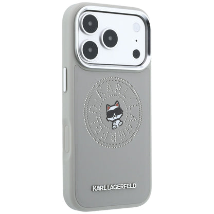 Etui MagSafe do Apple iPhone 18 Pro / 17 Pro, Karl Lagerfeld, Point and Choupette Sketch, Szary