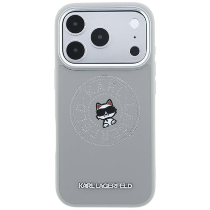 Etui MagSafe do Apple iPhone 18 Pro / 17 Pro, Karl Lagerfeld, Point and Choupette Sketch, Szary