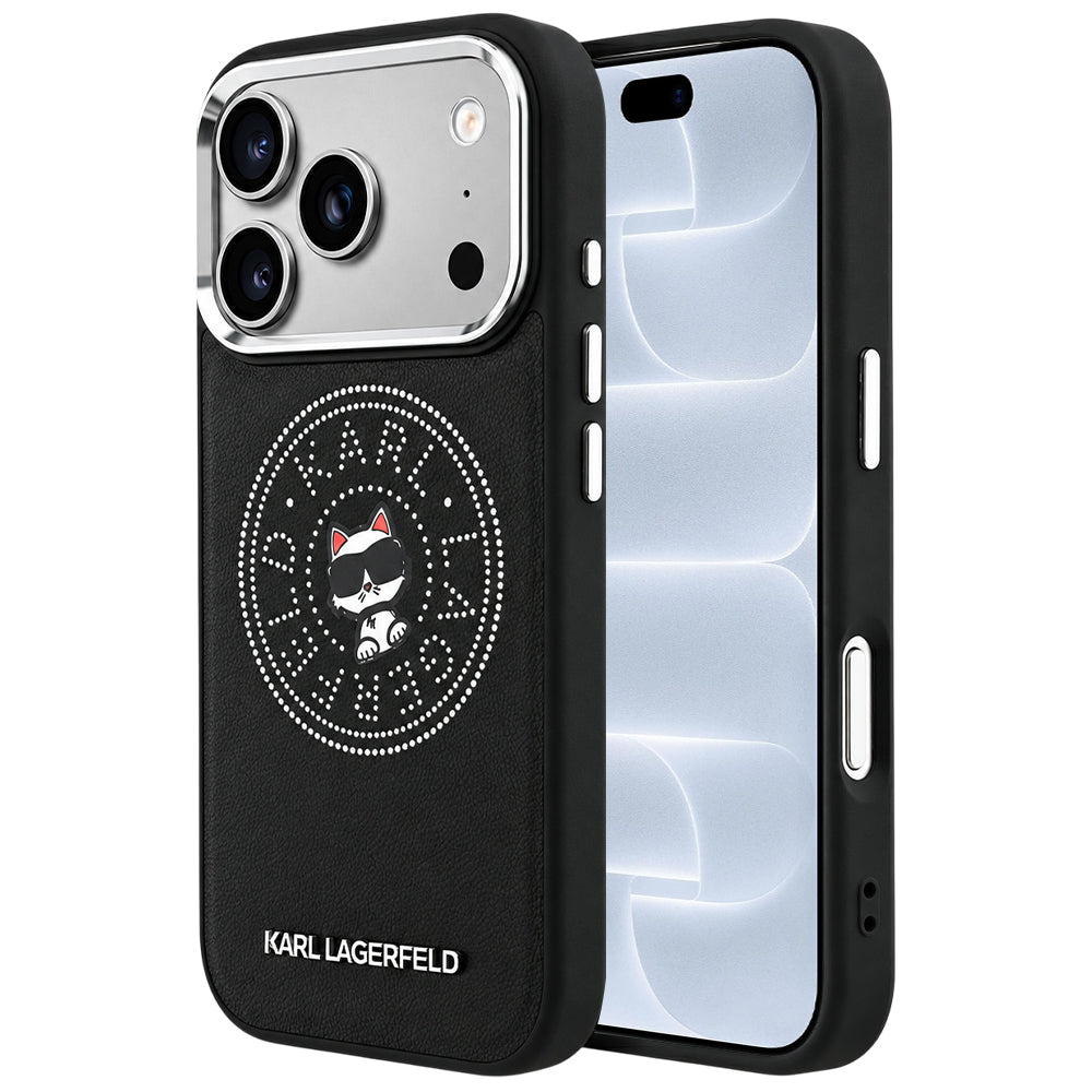 Etui MagSafe do Apple iPhone 18 Pro / 17 Pro, Karl Lagerfeld, Point and Choupette Sketch, Czarna