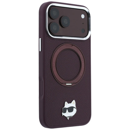 Etui MagSafe do Apple iPhone 18 Pro / 17 Pro, Karl Lagerfeld, Ring Stand 360 Choupette Pin, Wiśniowe