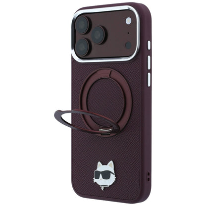 Etui MagSafe do Apple iPhone 18 Pro / 17 Pro, Karl Lagerfeld, Ring Stand 360 Choupette Pin, Wiśniowe