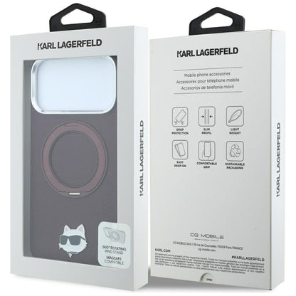 Etui MagSafe do Apple iPhone 18 Pro / 17 Pro, Karl Lagerfeld, Ring Stand 360 Choupette Pin, Wiśniowe