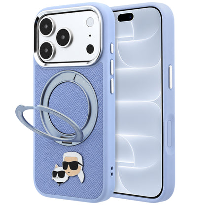 Etui MagSafe do Apple iPhone 18 Pro / 17 Pro, Karl Lagerfeld, Ring Stand 360 Karl & Choupette Pin, Bleu
