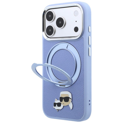 Etui MagSafe do Apple iPhone 18 Pro / 17 Pro, Karl Lagerfeld, Ring Stand 360 Karl & Choupette Pin, Bleu