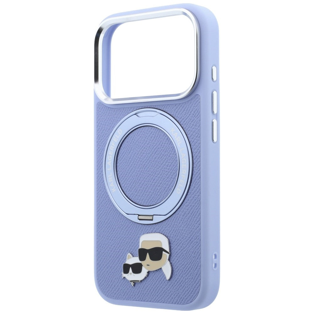 Etui MagSafe do Apple iPhone 18 Pro / 17 Pro, Karl Lagerfeld, Ring Stand 360 Karl & Choupette Pin, Bleu