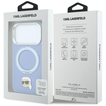 Etui MagSafe do Apple iPhone 18 Pro / 17 Pro, Karl Lagerfeld, Ring Stand 360 Karl Pin, Bleu