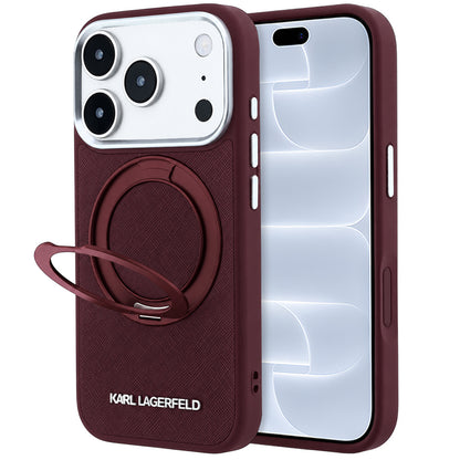 Etui MagSafe do Apple iPhone 18 Pro / 17 Pro, Karl Lagerfeld, Ring Stand 360 Saffiano, bordowe