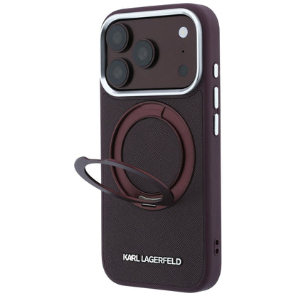 Etui MagSafe do Apple iPhone 18 Pro / 17 Pro, Karl Lagerfeld, Ring Stand 360 Saffiano, bordowe