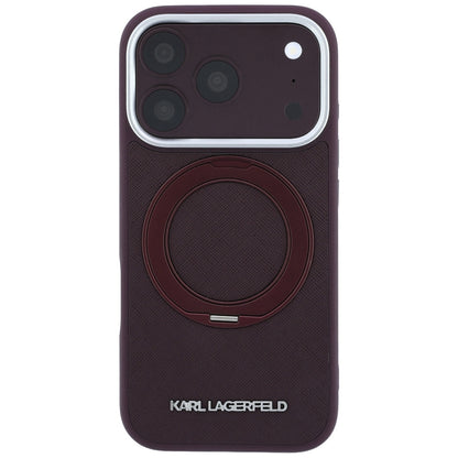 Etui MagSafe do Apple iPhone 18 Pro / 17 Pro, Karl Lagerfeld, Ring Stand 360 Saffiano, bordowe