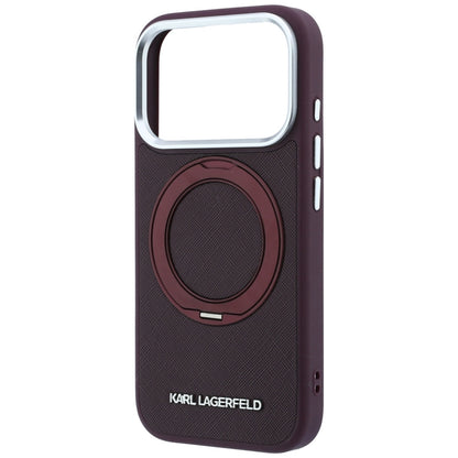 Etui MagSafe do Apple iPhone 18 Pro / 17 Pro, Karl Lagerfeld, Ring Stand 360 Saffiano, bordowe