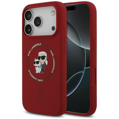MagSafe Case for Apple iPhone 18 Pro / 17 Pro, Karl Lagerfeld, Silicone Ring Karl & Choupette, Pink