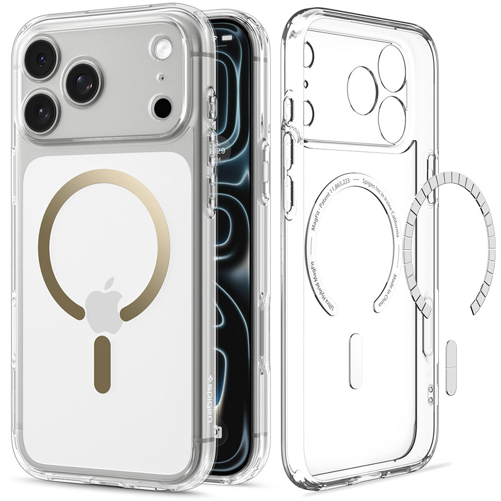 Etui MagSafe do Apple iPhone 18 Pro / 17 Pro, Spigen, Ultra Hybrid, Przezroczysto-Złote ACS12157