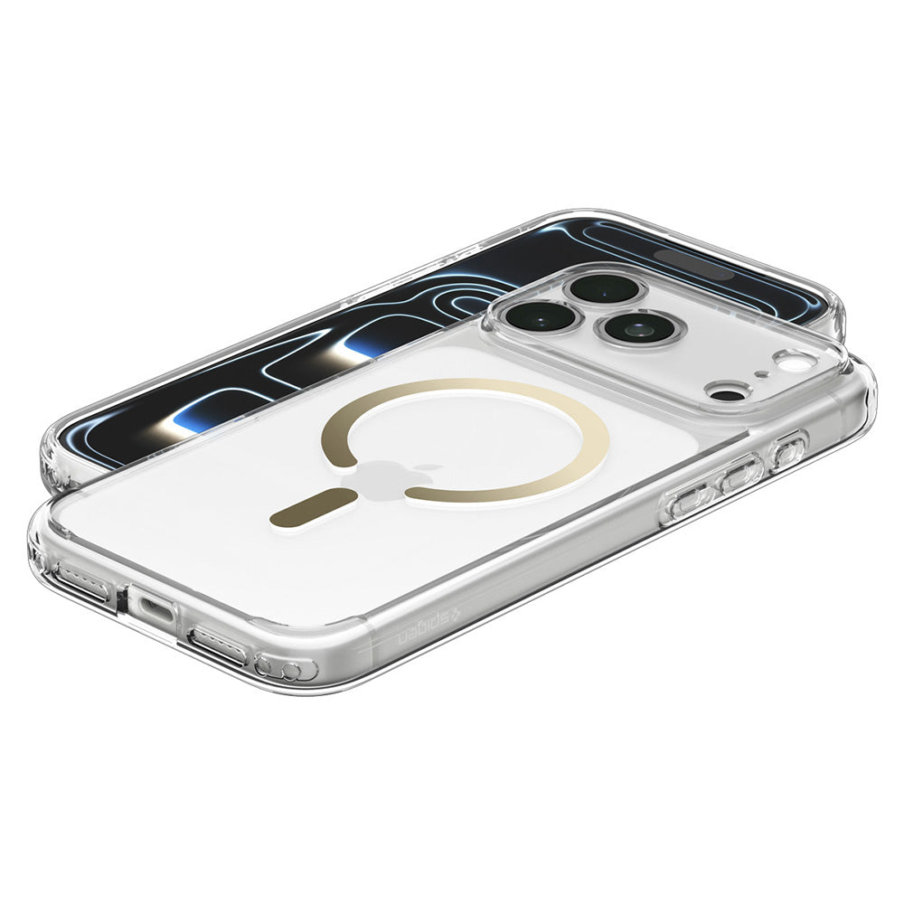 Etui MagSafe do Apple iPhone 18 Pro / 17 Pro, Spigen, Ultra Hybrid, Przezroczysto-Złote ACS12157