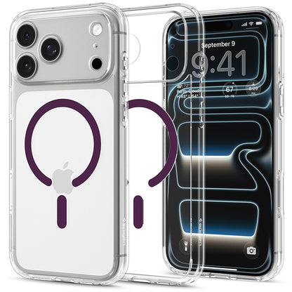 Etui MagSafe do Apple iPhone 18 Pro / 17 Pro, Spigen, Ultra Hybrid, przezroczyste w kolorze wiśniowym ACS12335
